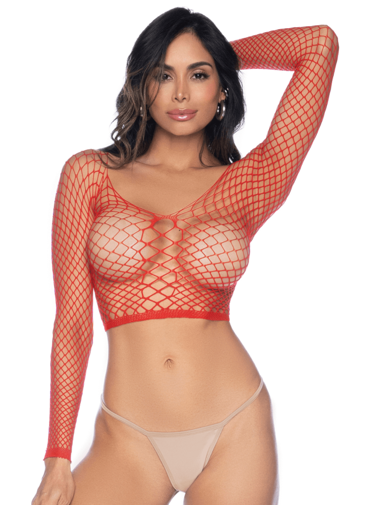 2 en 1 Top ou pantalon en résille rouge - MAL1120RED